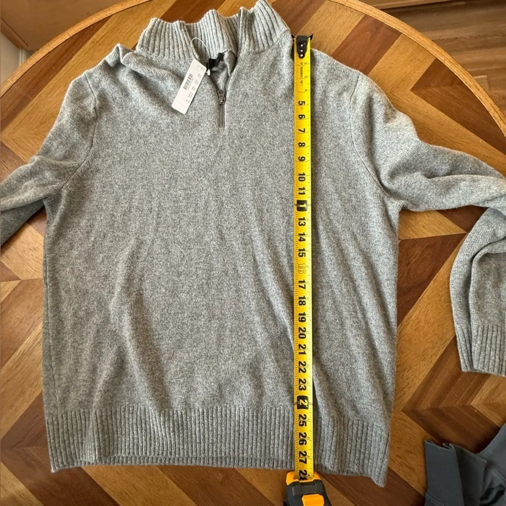 J. Crew Men's Charcoal 1/4 Zip-Up Sweater merino wool blend new with tags